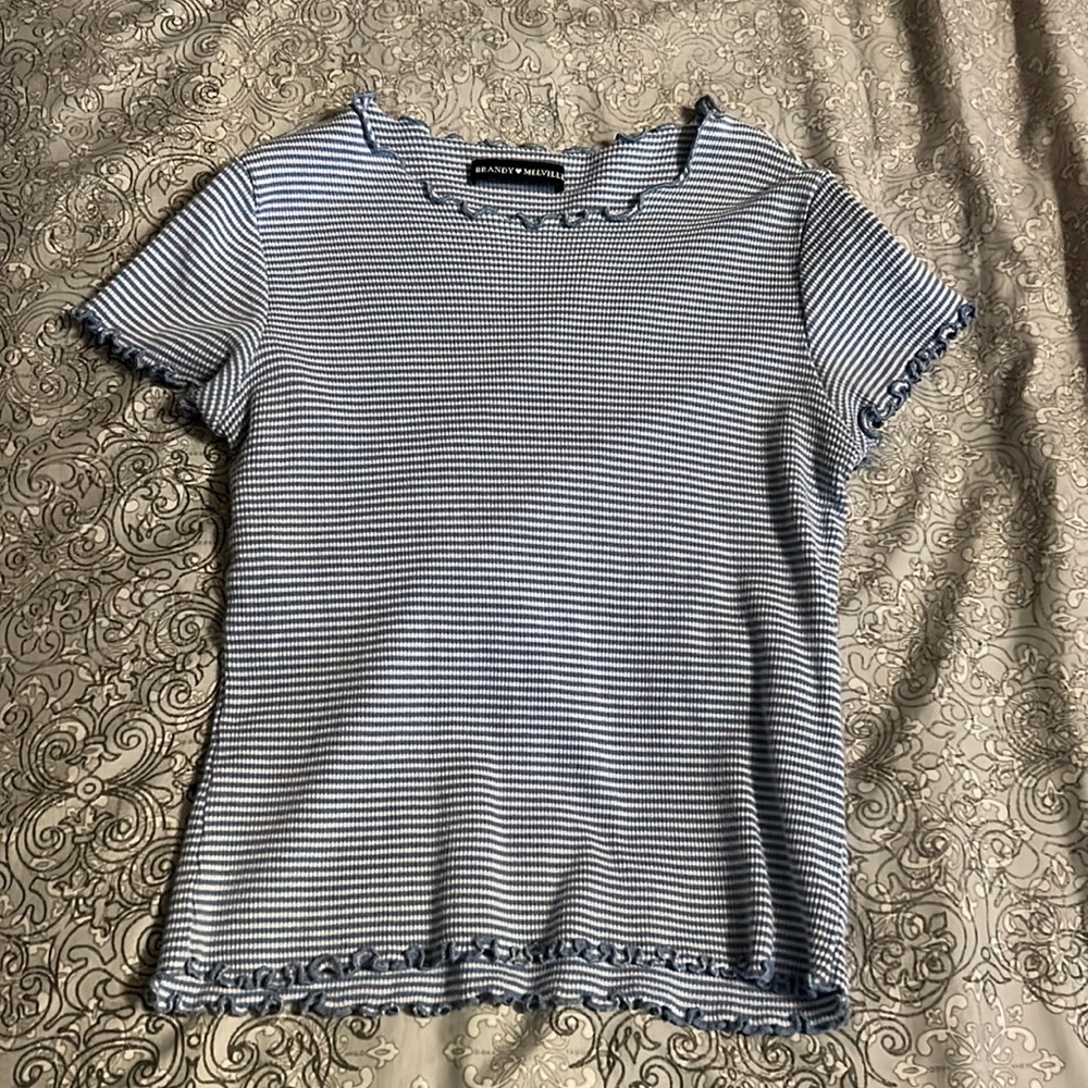 Brandy Melville blue and white striped top
